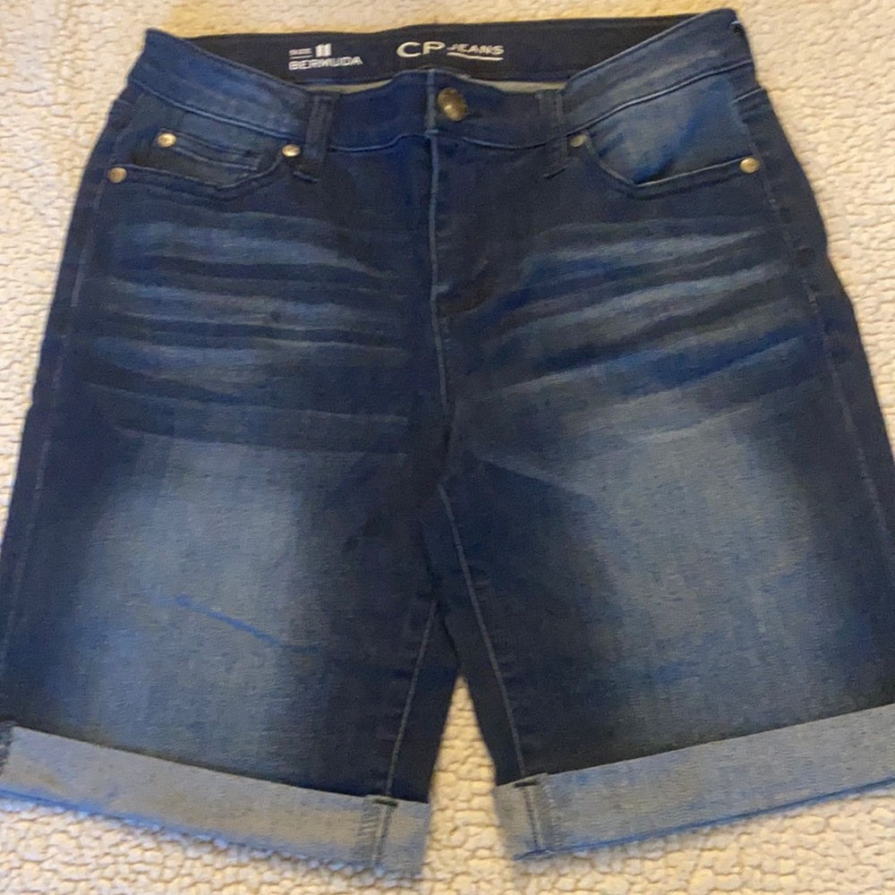 CP Jeans size 11 Bermuda shorts blue stretch denim - cuffed